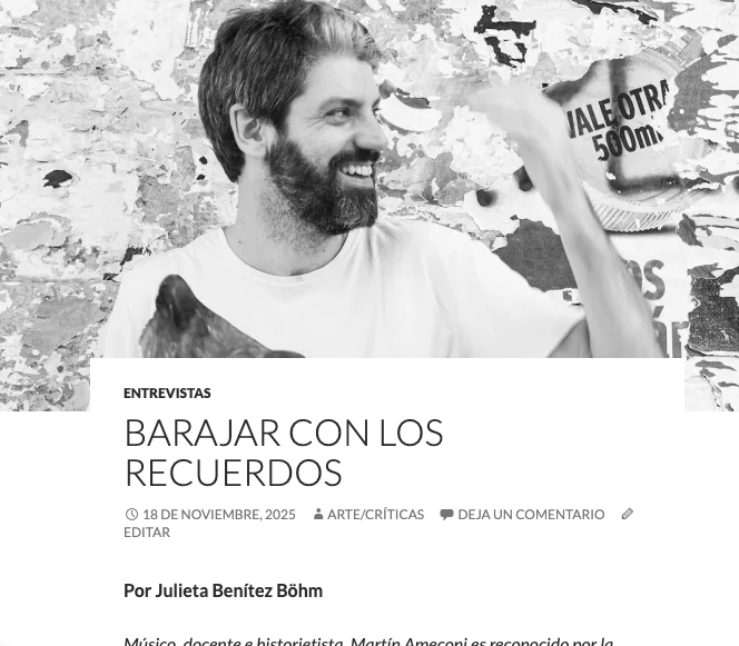 Martín Ameconi es músico, historietista, creador de una serie de animación. ¿Querés saber qué le contó a Julieta Benítez Böhm para A/C?
👇
artecriticas.wordpress.com/2025/11/18/bar…