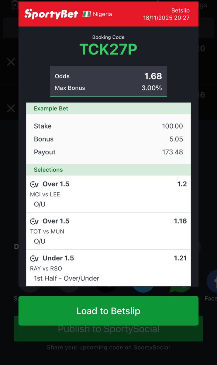 FORECAST_1's tweet image. Sportybet code 👉 TCK27P