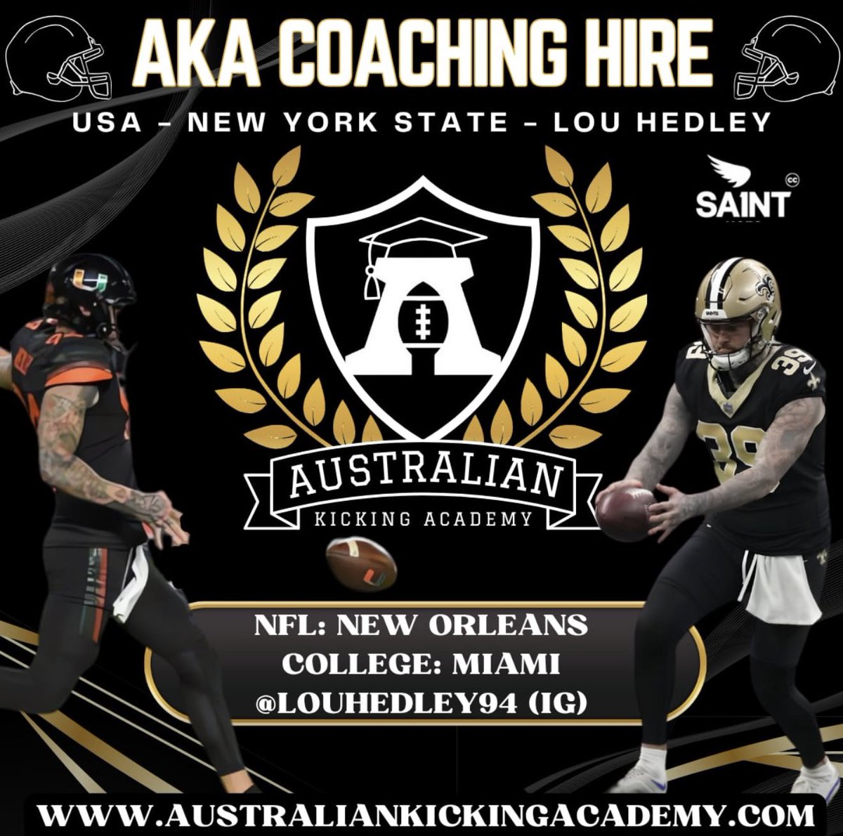 A big welcome to <a href="/LouHedley94/">Lou</a>! Lou is now available for coaching throughout the North East tri-state area (CT, NY, NJ). High school and college athletes seeking specialised punting development are encouraged to get in touch. Lou will also play a pivotal role in coaching future