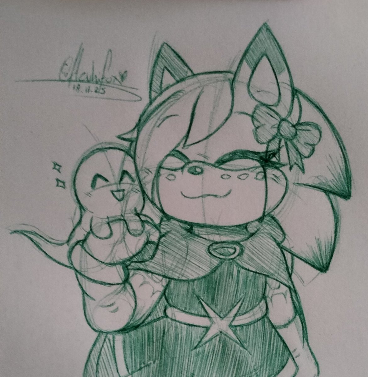 AzuhitheFox's tweet image. 🩷;; I made this little doodle, she&apos;s back!

#drawing #drawingart #Ryxiesweep