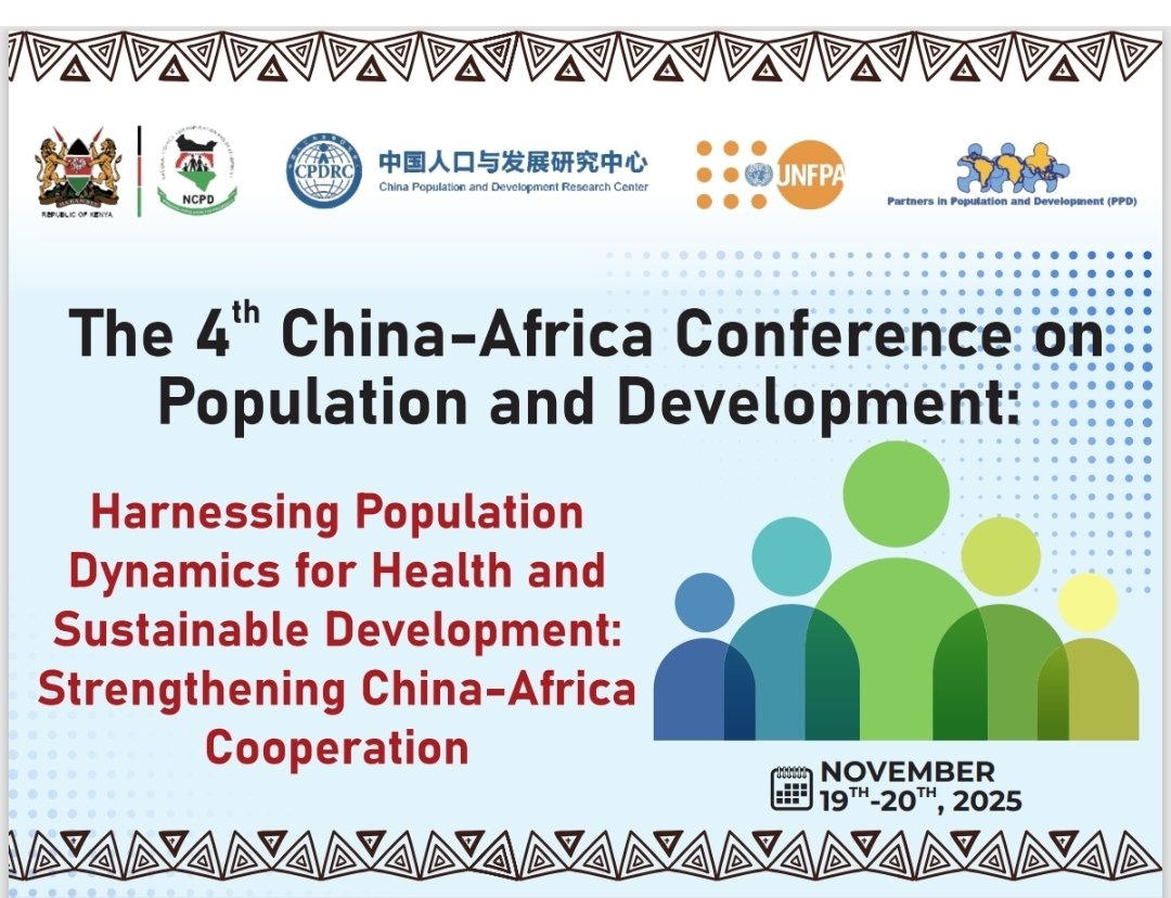 Are you all ready? Kenya is set to host the 4th China–Africa Conference on Population and Development.
Led by <a href="/NCPD_Kenya/">NCPD</a> in collaboration with CPDRC, UNFPA Kenya, UNFPA China, and PPD,  Kenya will proudly host this high-level conference right here in Nairobi
#QualityPopulation