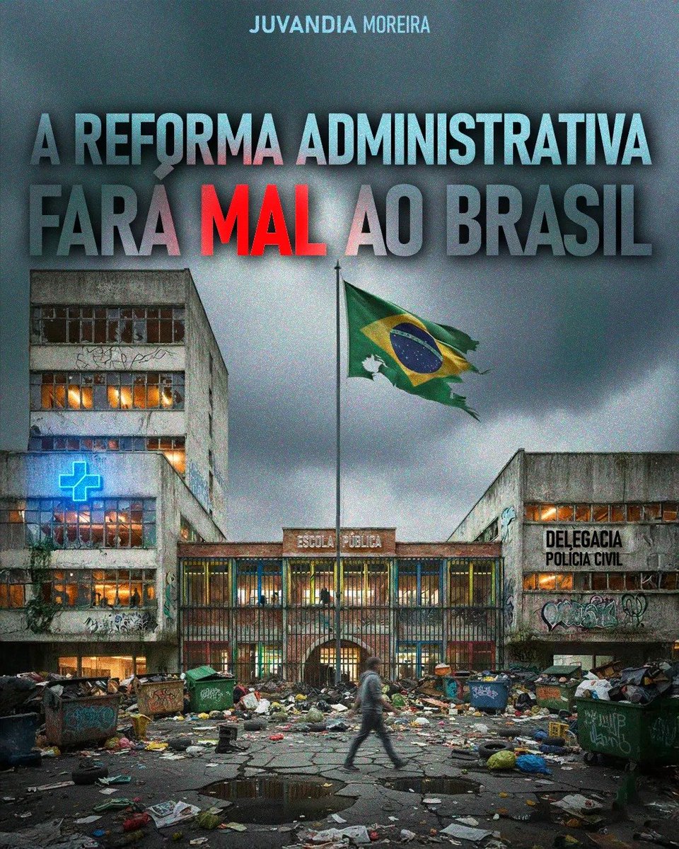 Juvandia's tweet image. A Reforma Administrativa representa um retrocesso nas áreas essenciais como segurança, educação, saúde e em todos setores públicos. Não podemos aceitar uma mudança que prejudica o nosso futuro! Vamos juntos levantar a bandeira: #ReformaAdministrativaNão. O Brasil merece mais!