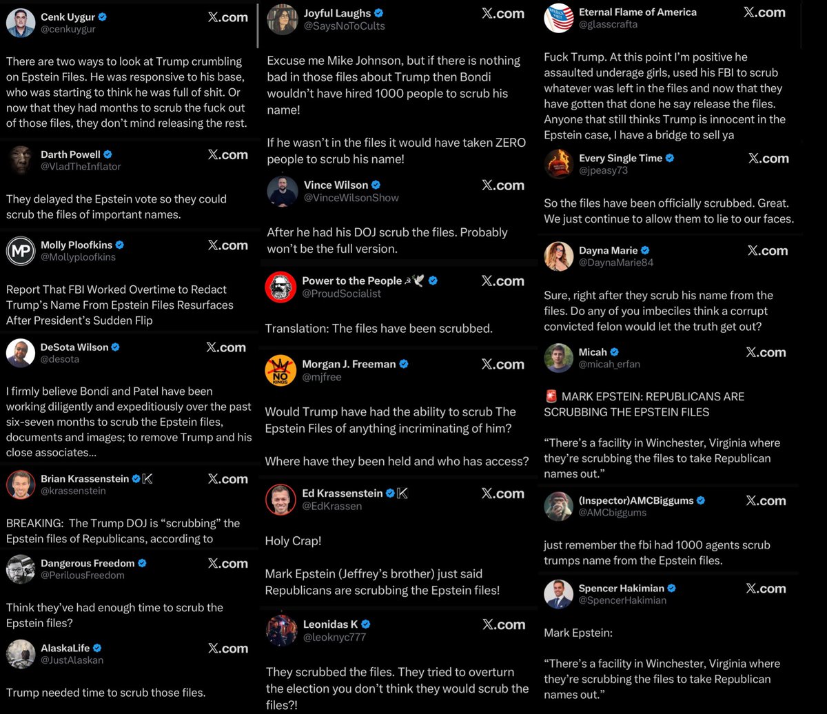 joma_gc's tweet image. The latest Democrat conspiracy theory has dropped: “1,000 FBI agents at a secret facility scrubbed Trump and Republicans from the Epstein files. That’s why Trump wants the files released.”

These people will never be satisfied. They don’t want transparency or justice. They will…