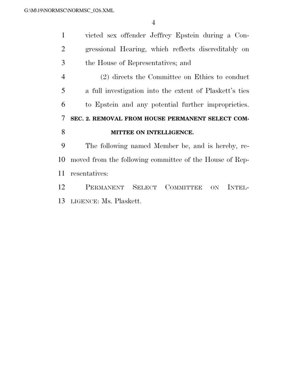 EricLDaugh's tweet image. 🚨 BREAKING: House Republicans file resolution censuring and INVESTIGATING Democrat member of Congress Stacey Plaskett due to her collusion with Jeffrey Epstein to hurt Donald Trump in 2019

It would also strip her of committees.

She was coached by Epstein. Don&apos;t let the Left…