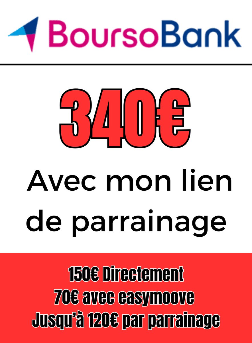 EParrainage's tweet image. Salut!! OFFRE BOOSTEE !! 

Besoin d&apos;un code chez boursorama maintenant boursobank ?

➡️ 340€ pour vous avec mon lien de parrainage: bour.so/p/Qo3pqbTGuC2

Code : MASA4457

 incroyable
.