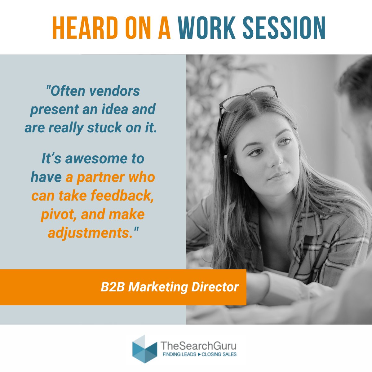 Are your vendor partners stuck on their ideas or focused on your success? 🤔

You need a flexible, collaborative partner who listens &amp; help you win. Let’s solve your challenges together.
Free work session: thesearchguru.com/meet/Leslie 

#b2b #DigitalMarketing