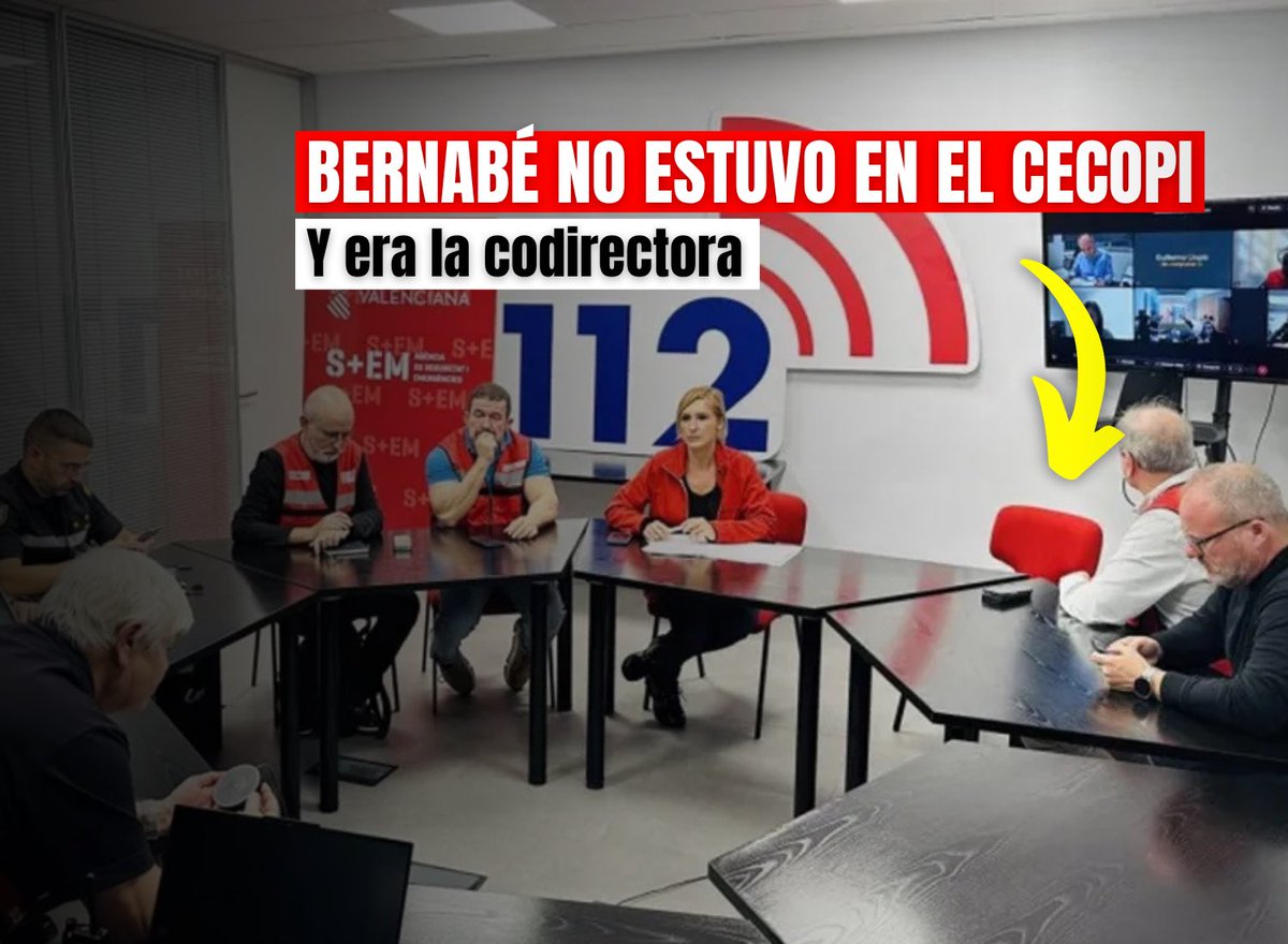 🔴EL PSOE INTENTA REESCRIBIR LOS HECHOS DE LA DANA:

➡️Dicen que Bernabé estuvo “desde el primer momento” en el CECOPI.

➡️Pero es MENTIRA. Bernabé no acudió hasta la mañana siguiente pese a ser la codirectora del mismo.

Que no os engañen los voceros sanchistas como <a href="/iescolar/">Ignacio Escolar</a>