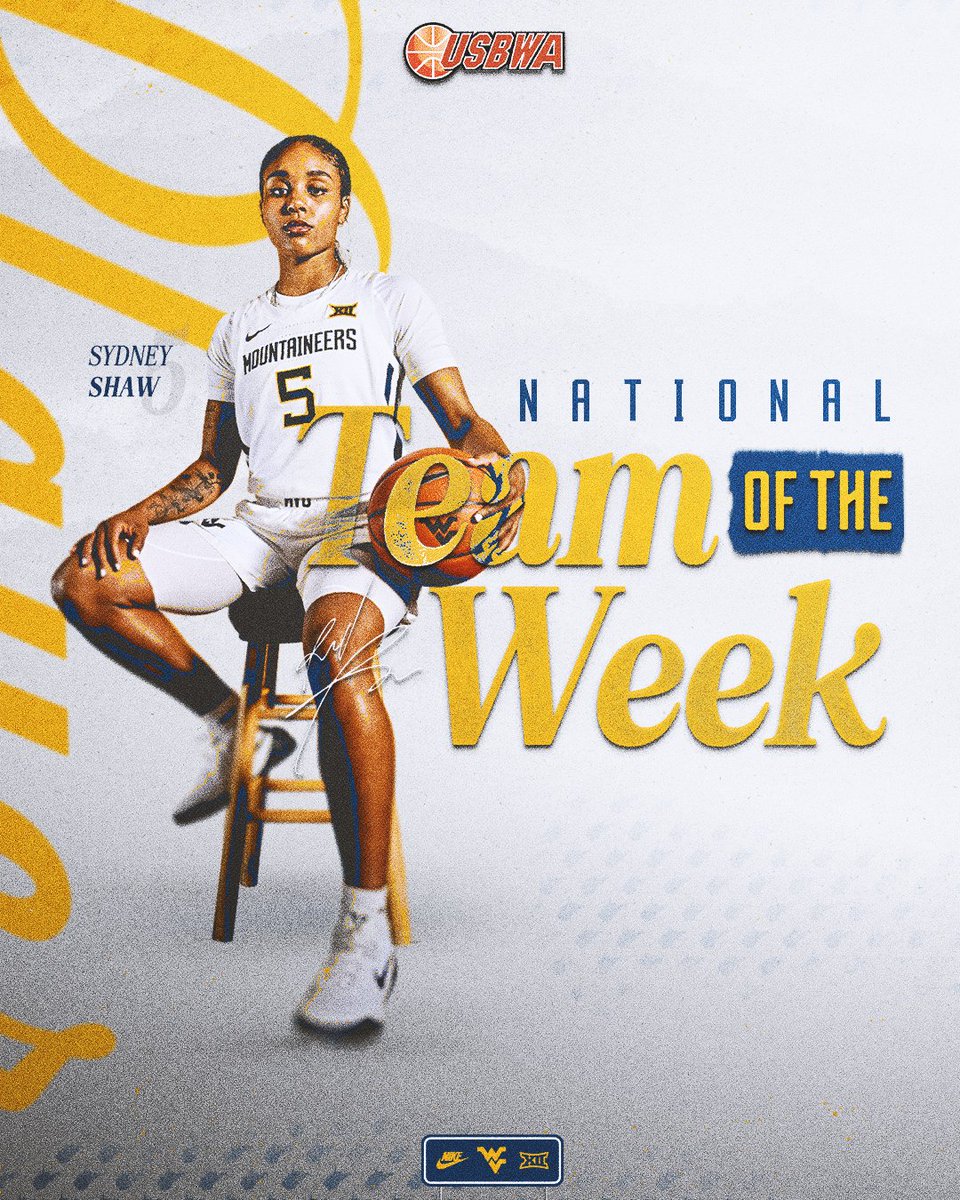 WVUWBB's tweet image. They keep coming in for SYD‼️

USBWA National Team of the Week 👏

#HailWV