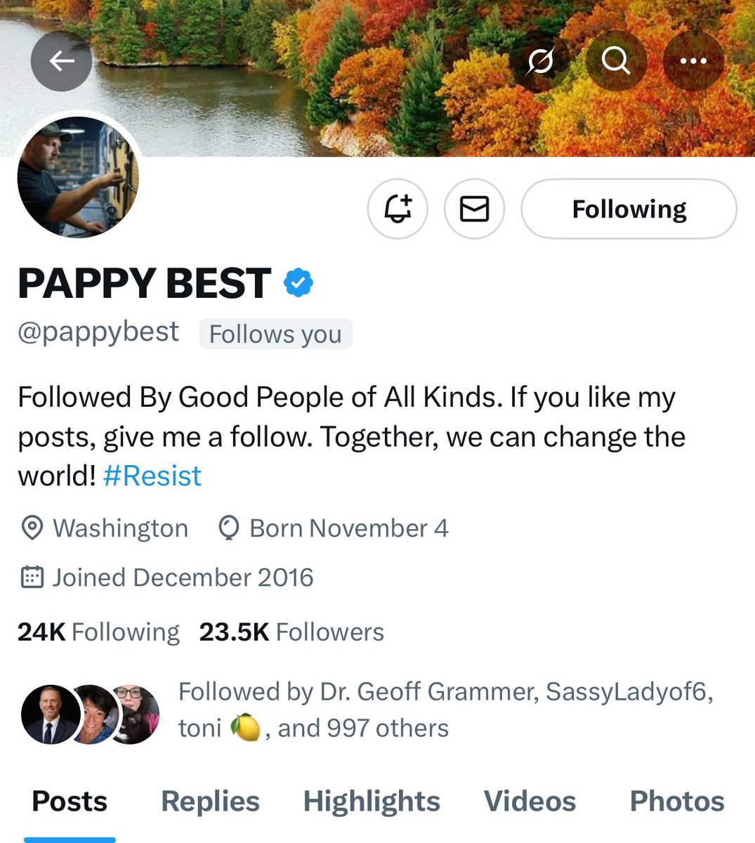FAM, Can all of our Good People please make sure you are following our Resister Brother ⁦<a href="/pappybest/">PAPPY BEST</a>⁩ 
Co-Booster: <a href="/tigerlily694/">TeriN</a> 🌹🌹
#StrongerTogether
#TheFAM
🇺🇸🌊✌🏾🙏🏾