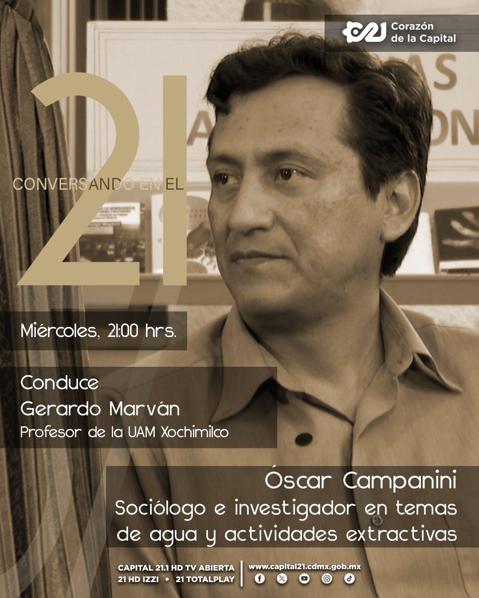 🔥🔋 Este miércoles en #ConversandoEnEl21, Gerardo Marván conversa con <a href="/OsCampanini/">Oscar Campanini G.</a> sobre el futuro del litio, aprendizajes y  desafíos que trae este recurso para Bolivia y la región. 🌍

📅¡No te lo pierdas! Únete a la conversación por #Capital21. 📺📲 youtube.com/live/AUjC9T6ua…