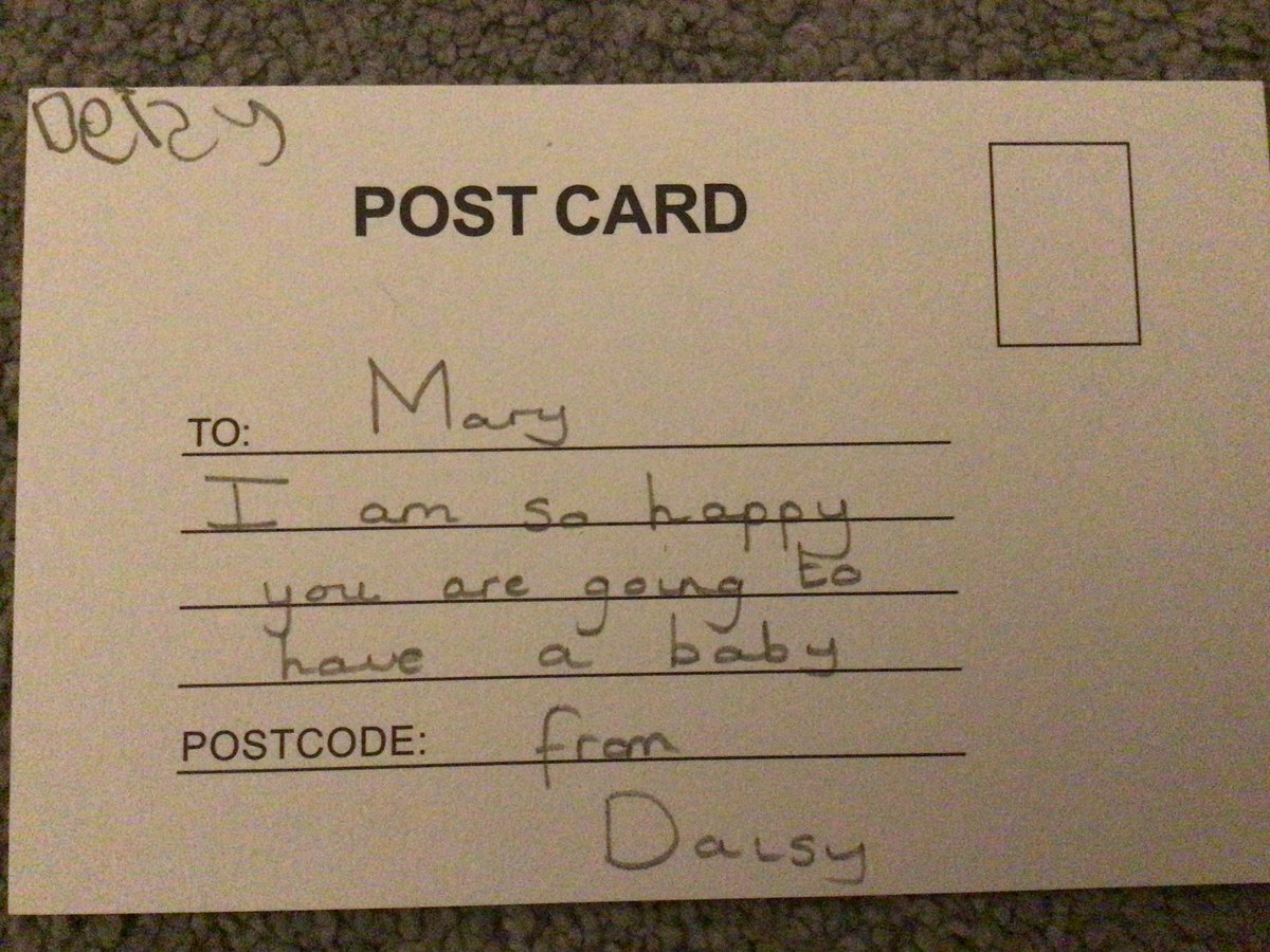 stwinsholywell's tweet image. Dosbarth Glas (Nursery) have been drawing and creating postcards to send to Mary to celebrate the good news that she was going to have a baby Jesus. We drew pictures and named the key figures and we practised tracing and writing our names 🤩 # RVE #LLC