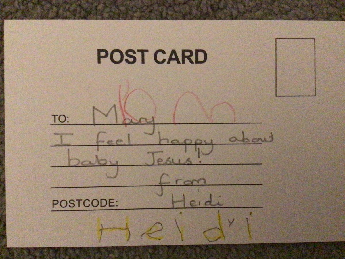 stwinsholywell's tweet image. Dosbarth Glas (Nursery) have been drawing and creating postcards to send to Mary to celebrate the good news that she was going to have a baby Jesus. We drew pictures and named the key figures and we practised tracing and writing our names 🤩 # RVE #LLC