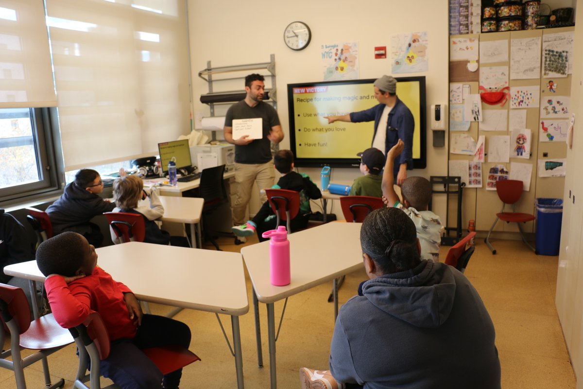 LearningSpring's tweet image. In art class, our students had an incredible time with Jono Waldman and Drew Peterson from New Victory Theater--huge thanks for sharing your craft with us. The performing arts provide another avenue for our students to express themselves.