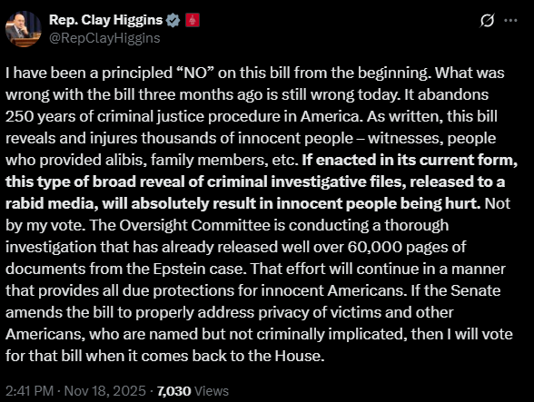<a href="/RepClayHiggins/">Rep. Clay Higgins</a> Just in case he decide to delete or edit. 
Lone pedo defender