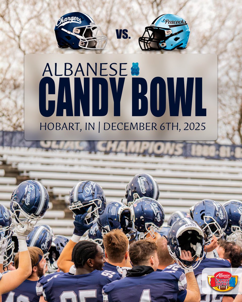 BOWL GAME 

Hillsdale Chargers vs. Upper Iowa Peacocks

 #TheDale

🔗: hillsdalechargers.com/news/2025/11/1…