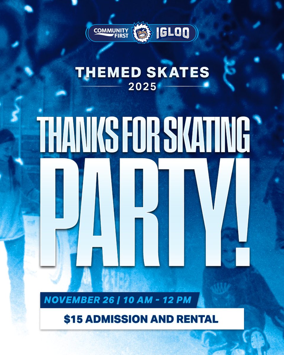 Celebrate the season at our Thanks for Skating Party from 10AM-12PM. Admission and rental are $15, so bring your friends and enjoy a fun night on the ice! ⛸️

🔗 bit.ly/3LQk7RM