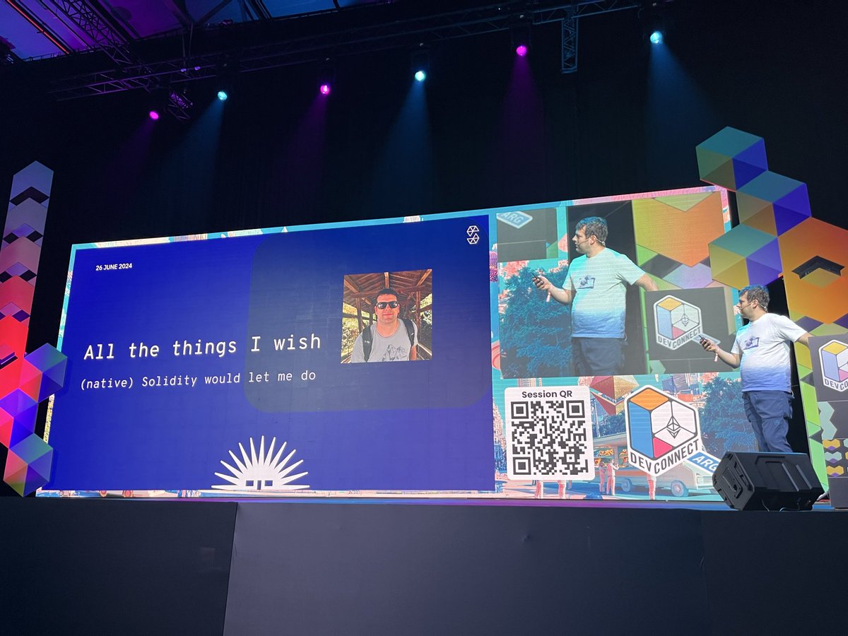 solidity_lang's tweet image. Now on stage: @Amxx returns to share all the features he wishes Solidity supported natively