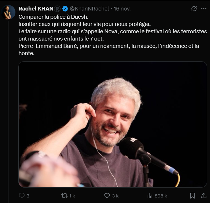 Ashramh137555's tweet image. Mais quelle pauvre conne celle la. @KhanNRachel 
Soutien total à #PierreEmmanuelBarré #Libertédexpression