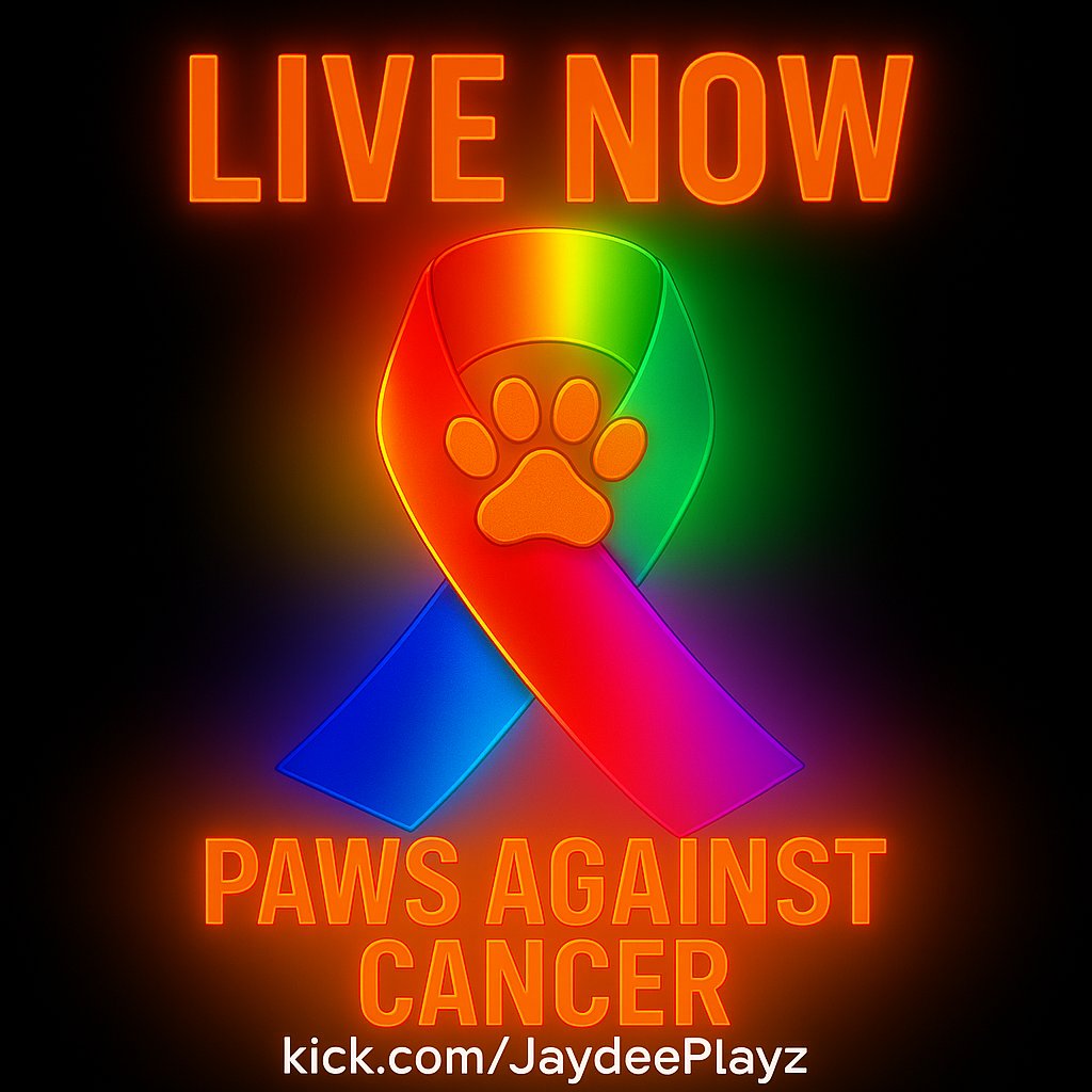 LIVE for Paws Against Cancer Day 9!         

Join the GPGG community as we come together to raise funds for <a href="/CR_UK/">Cancer Research UK</a>  

Every follow, share, and donation helps make a difference!  Together, we fight with love &amp; paws 🧡

 Watch live:  kick.com/JaydeePlayz
Donate here: