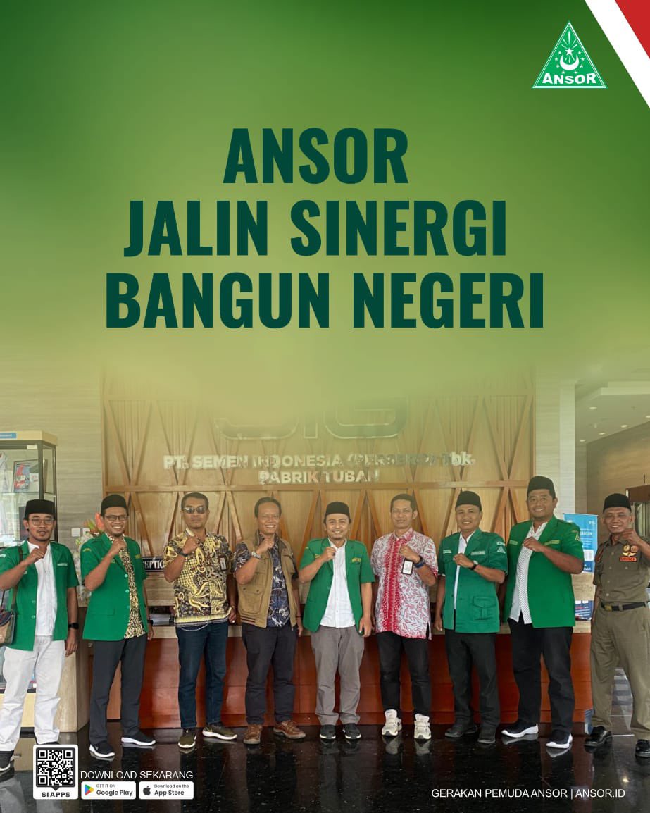 Official_Ansor's tweet image. ANSOR JALIN SINERGI BANGUN NEGERI

Gerakan Pemuda (GP) Ansor terus menjalin kolaborasi dengan pelbagai pihak demi membangun negeri. Kolaborasi ini terjadi di semua tingkatan pengurus GP Ansor, mulai dari pusat, wilayah hingga cabang.

Kali ini, Pengurus Cabang GP Ansor Tuban…
