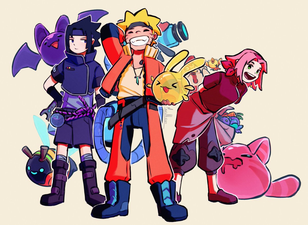 MakiNirudi's tweet image. 💙🧡❤️ #slimerancher 
#NARUTO #sasuke #sakura #team7