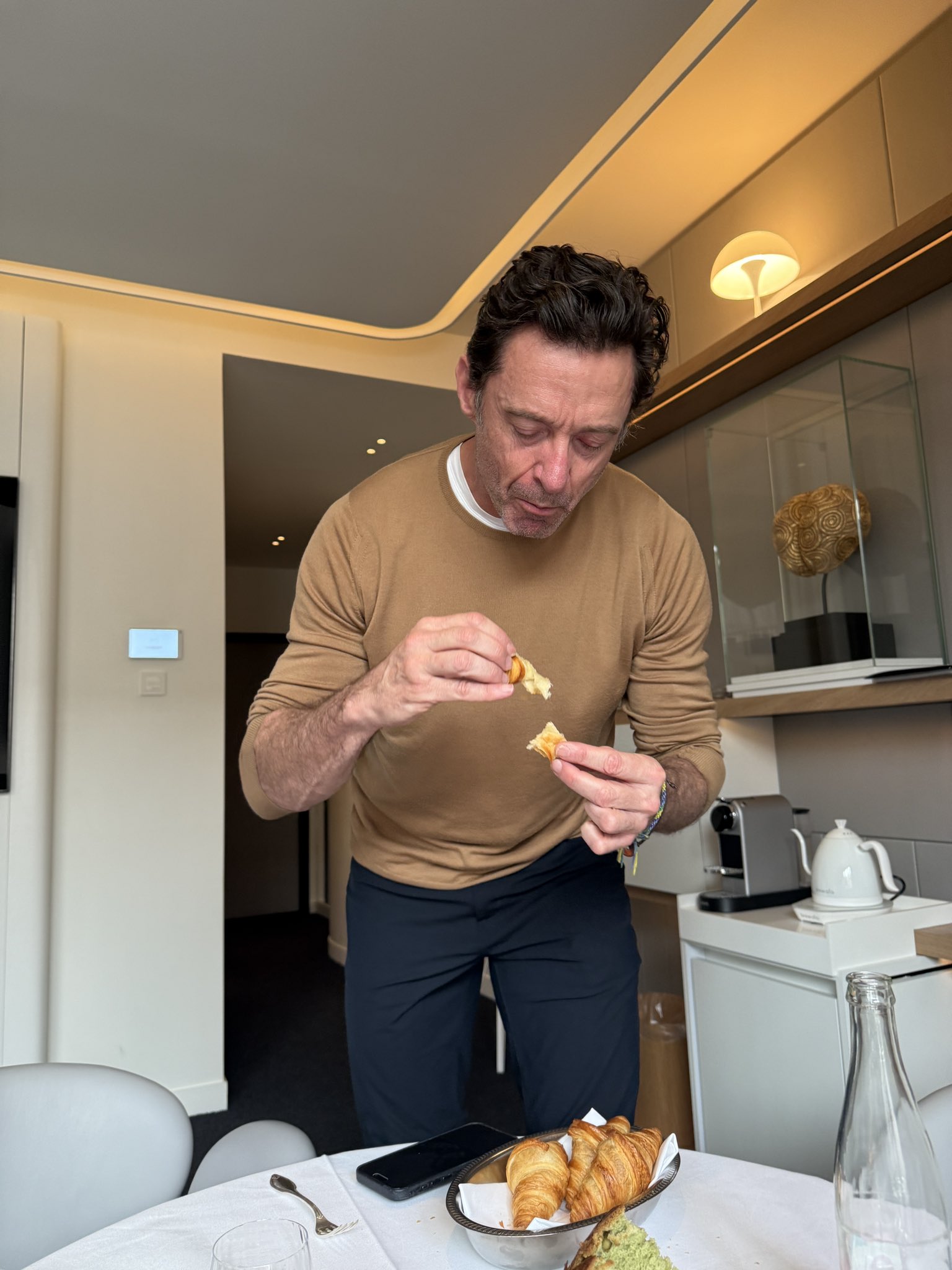 Hugh Jackman Enjoys Paris Croissants, shared photos from tour!