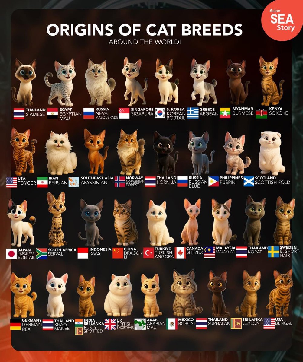 FAT_Peterrr's tweet image. Global fluff alert! 💖🐾🐈🐈‍⬛
Thai cats and international breeds… different roots, same cuteness. 🌍🐱
Credit: Asian SEA Story on FB
#CatVibes #ThaiCats #InternationalCats #CatLovers #FelineFriends #CatWorld #CuteCats #KittyCharm