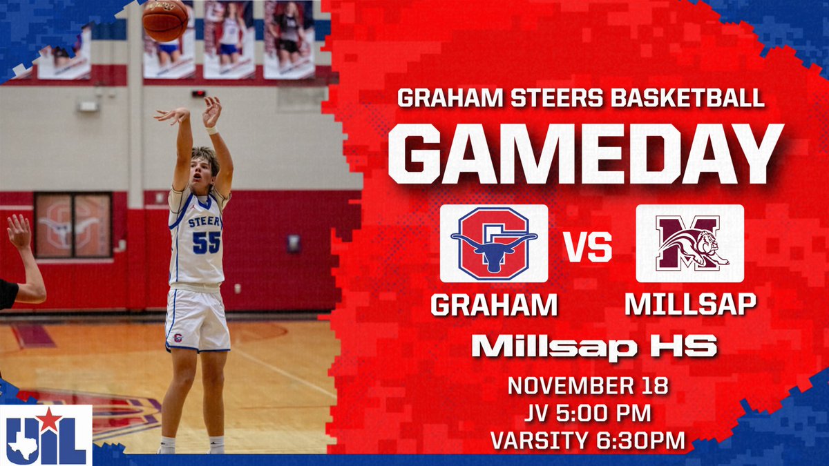 GAMEDAY @ Millsap

JV 5pm
Varsity 6:30pm

🤘🏻🏀🤘🏻🏀

#A3
#ToughandTogether

<a href="/GrahamHSAthDept/">Graham High School Steers and Lady Blues</a> <a href="/ClubGraham/">Graham Athletic Booster Club</a> <a href="/hoopinsider/">Hoopinsider</a>