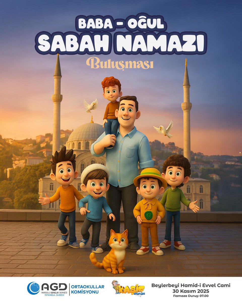 agdistanbulort's tweet image. BABA-OĞUL SABAH NAMAZI BULUŞMASI

🗓 30 Kasım 2025 Pazar

📍Hamid-i Evvel Camii 

⏰️Namaza Duruş: 07.00

📌Tüm Öğrenci Kardeşlerimizi Ve Velilerimizi Bu Güzel Ve Anlamlı Buluşmamıza Bekliyoruz.