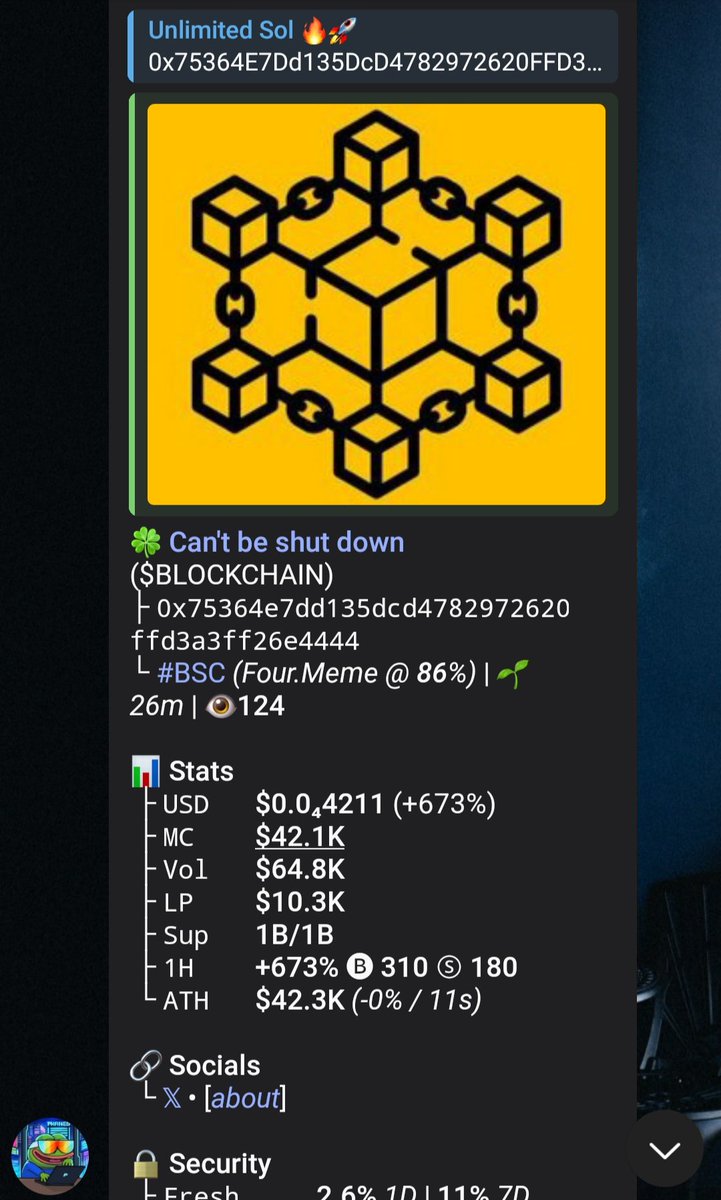 UnlimitedSol_11's tweet image. Watch your entry on $BLOCKCHAIN
CA&amp;gt;

0x75364e7dd135dcd4782972620ffd3a3ff26e4444