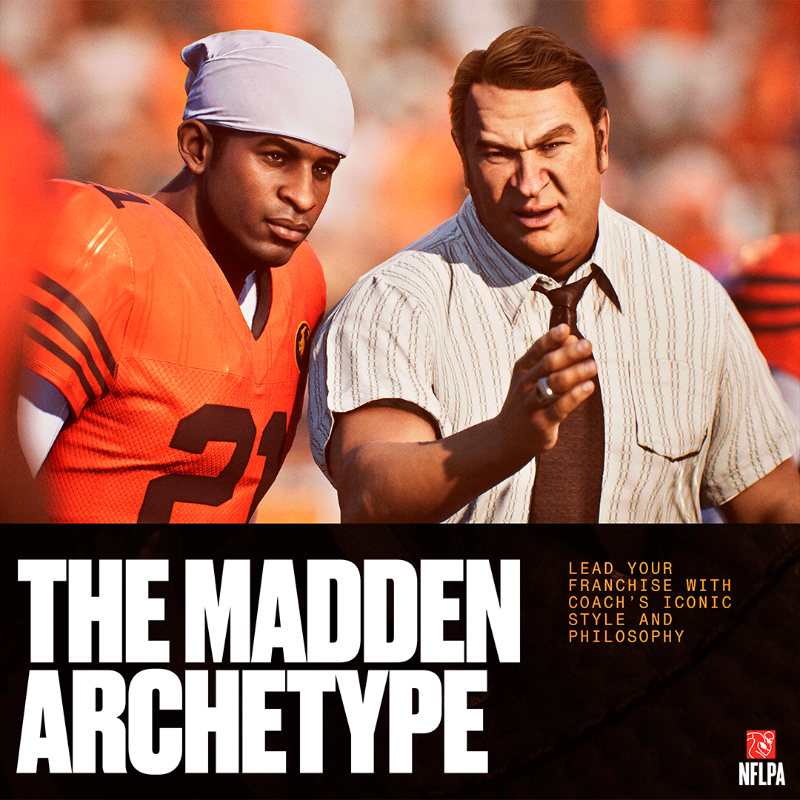 EAMaddenNFL's tweet photo. All-Madden Week is here 🏈

⚡ The All-Madden Legacy Game
📖 Authentic Madden playbooks
👨‍🏫 New Franchise archetype + Superstar storylines
🍗 Turducken celebration
⭐ Exclusive MUT rewards

All-Madden. All Week. All for Coach.
Learn More ➡️ https://t.co/1NjNdusKnf