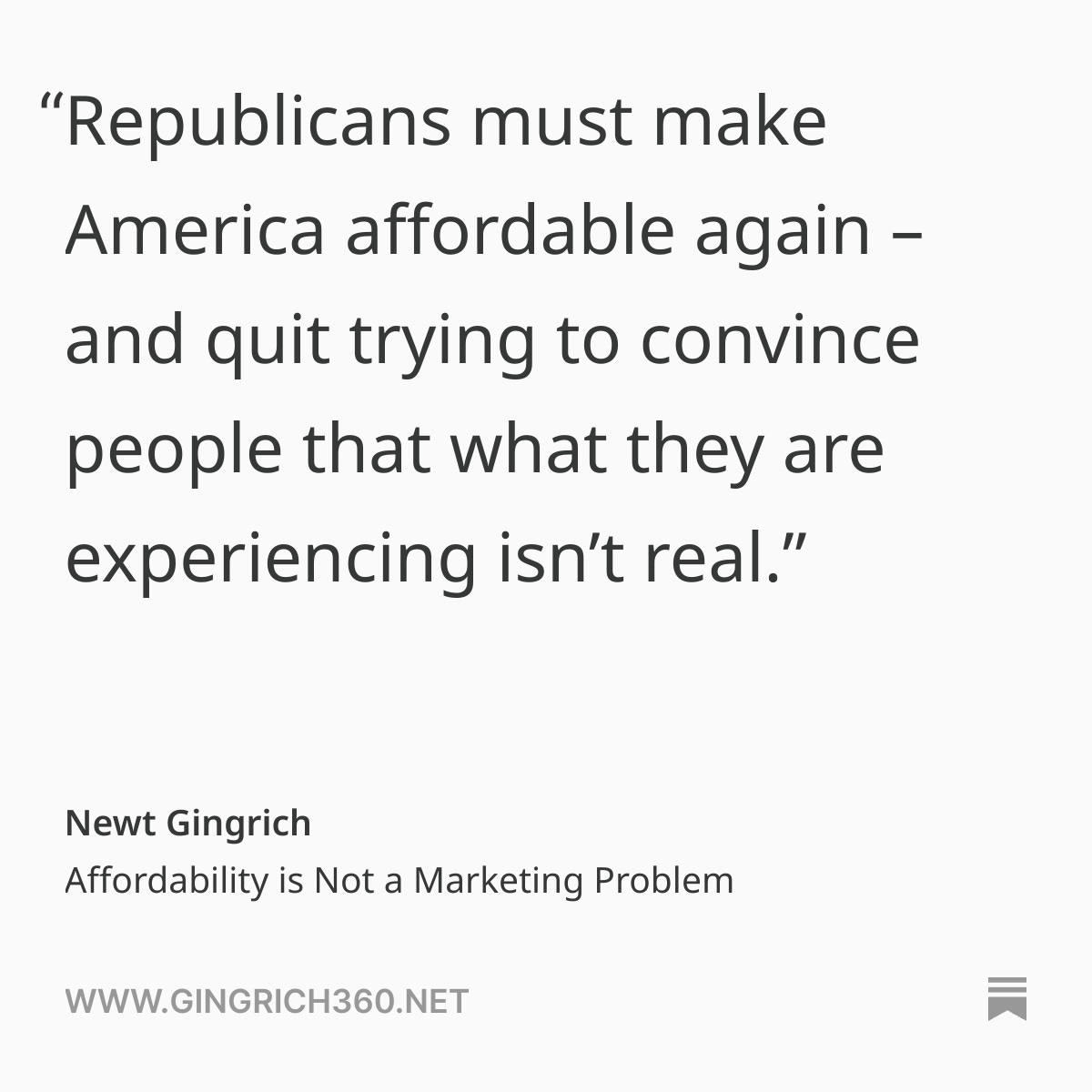 newtgingrich's tweet image. Affordability is the No. 1 issue Americans want solved.