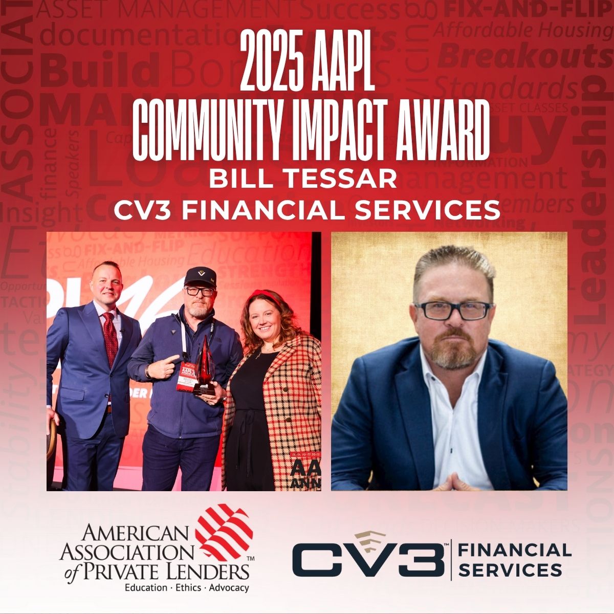 🏆Community Impact Award — Congratulations, Bill Tessar!

Please join us in celebrating Bill Tessar, of CV3 Financial Services, the recipient of this year’s AAPL Community Impact Award.

✨ Congratulations, Bill — your impact is felt far and wide.

aaplonline.com