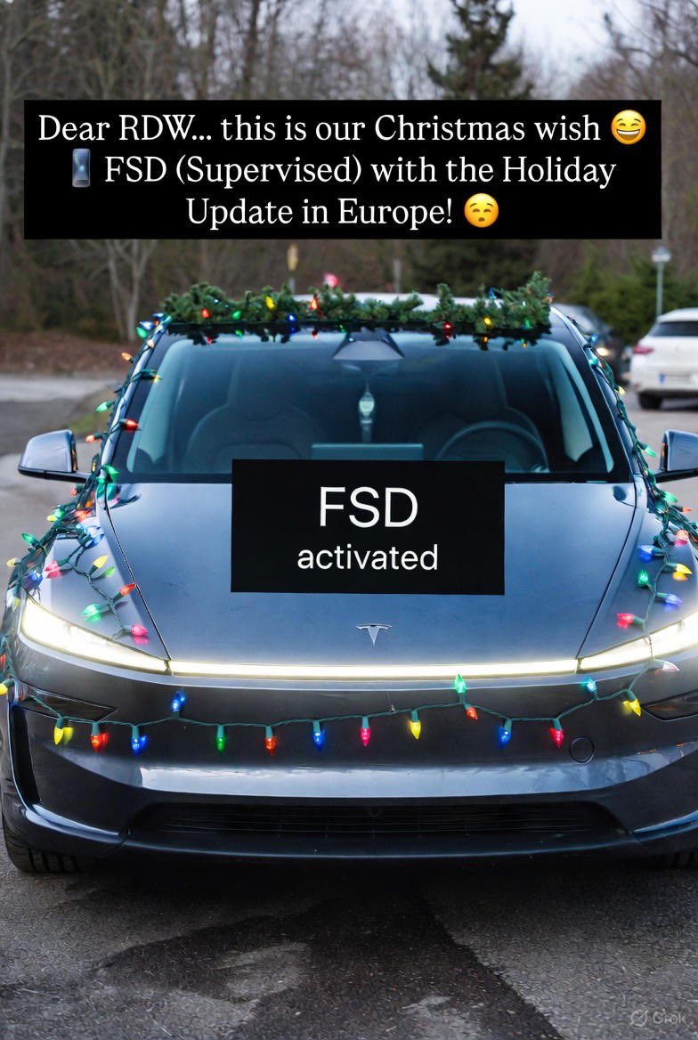 Rustavi's tweet image. 🚨 EUROPEAN TESLA OWNERS, LISTEN UP! 🚨
The Holiday Update is coming…
Imagine unwrapping FSD (Supervised) under the Christmas tree 🎄
IF @RDWnl finally gives the green light!
@elonmusk @teslaeurope @AshokElluswamy @vonderleyen @farzyness @SawyerMerritt 
Dear Santa… we’ve been…