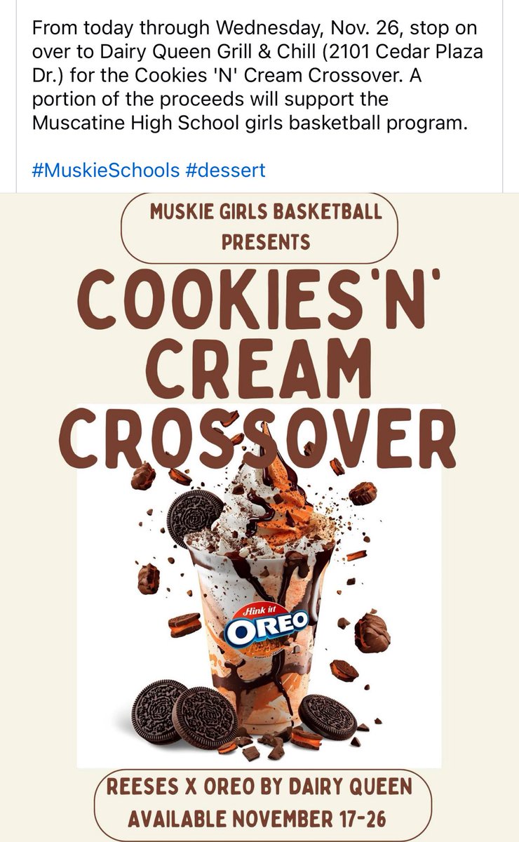 Stop in to the Muscatine DQ and order your cookies n cream crossover!!