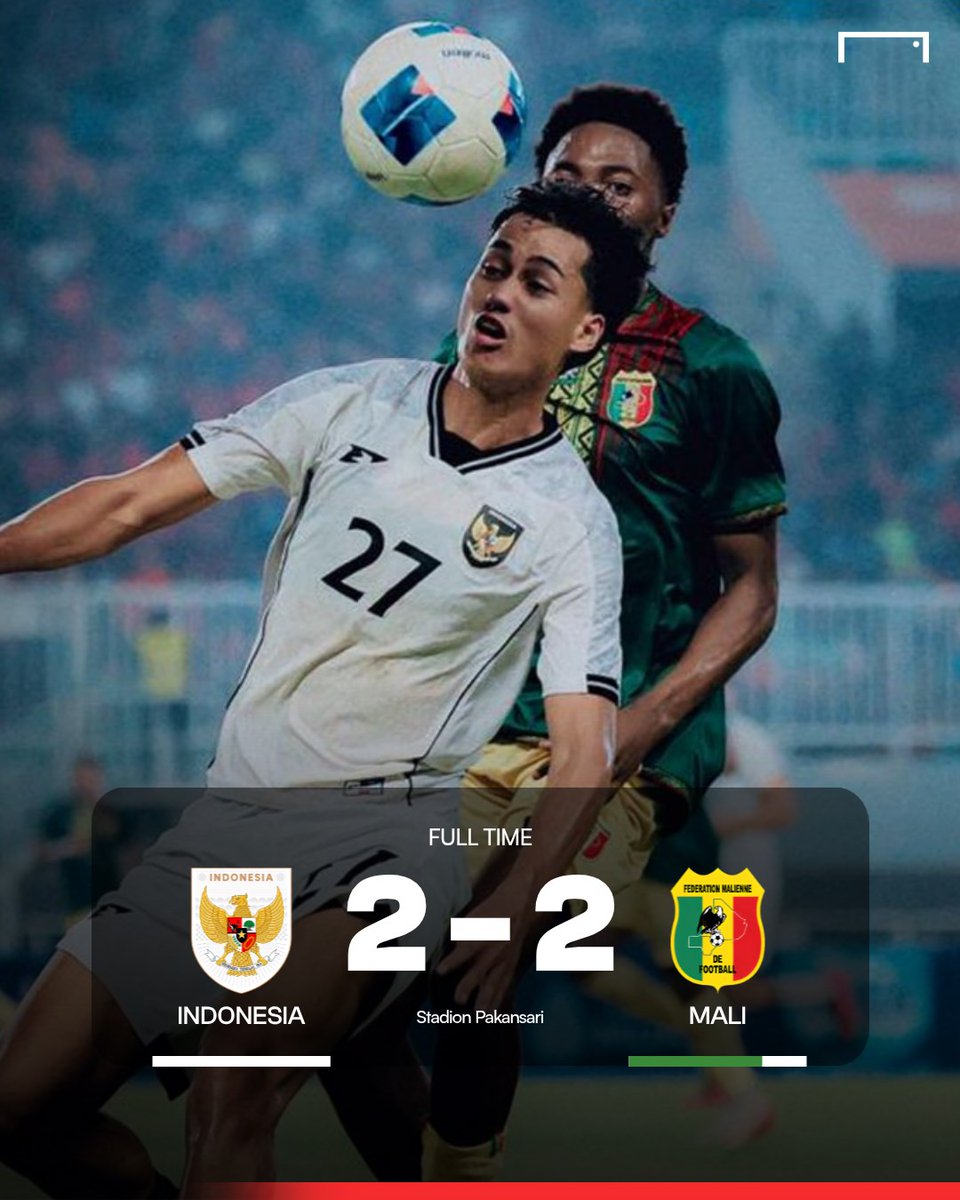 GOAL_ID's tweet image. Setelah kalah dalam pertemuan pertama, timnas Indonesia U-23 bermain imbang 2-2 menghadapi Mali U-23.

Bagaimana pendapat kalian tentang performa para pemain Garuda Muda?

📷: Timnas Indonesia