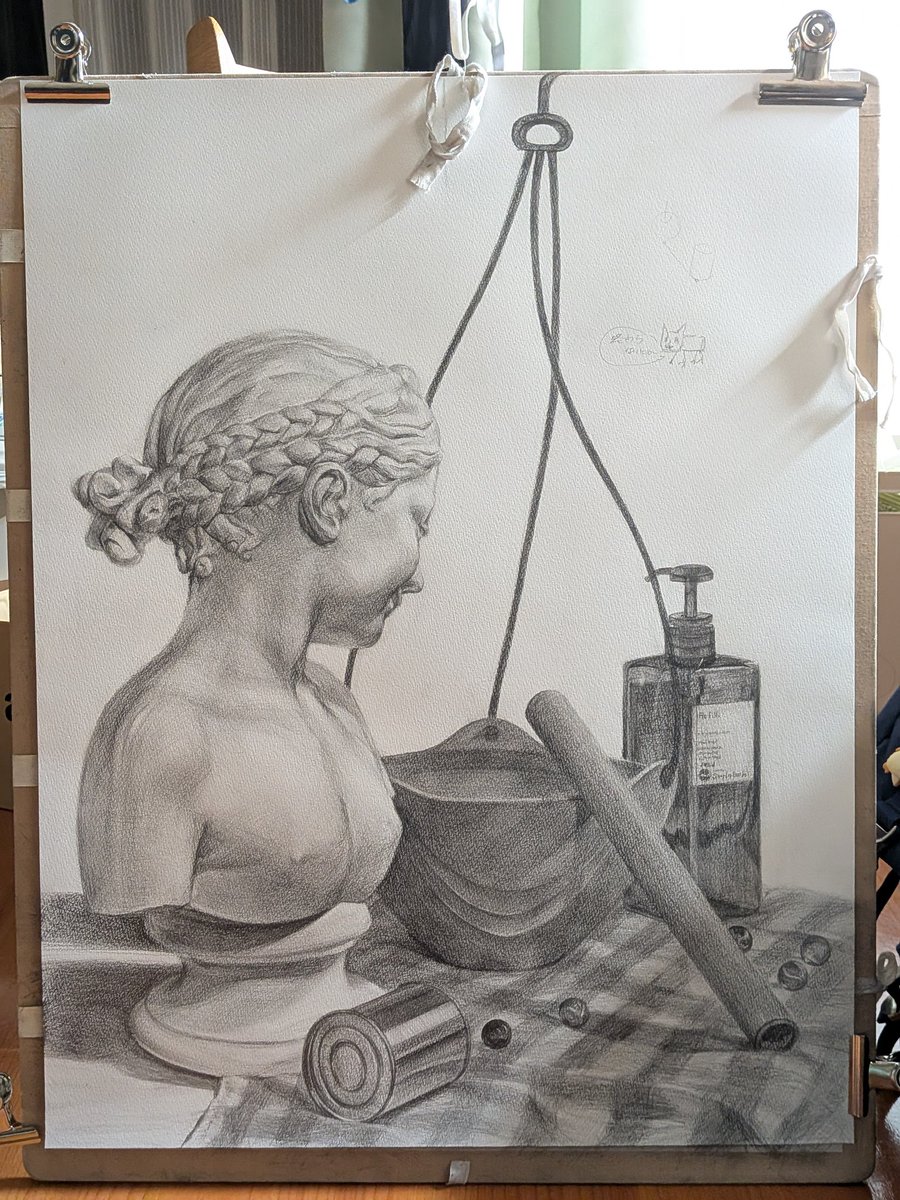 初めてちゃんと石膏デッサンやったけど時間かかりすぎてる…　ナニコレ