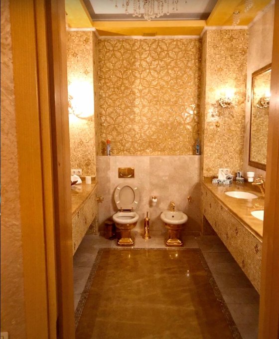 GuerrillaCoding's tweet image. A golden toilet in one of the bathrooms of the apartment of Zelensky&apos;s business partner Timur Mindich.

My tax dollars at work.