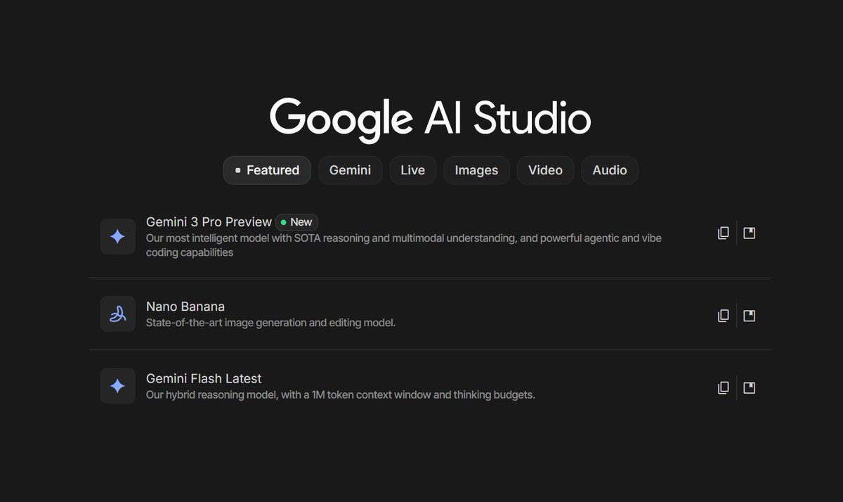 minchoi's tweet image. It&apos;s happening.

Gemini 3 Pro Preview just showed up on Google AI Studio

It&apos;s not accessible yet however