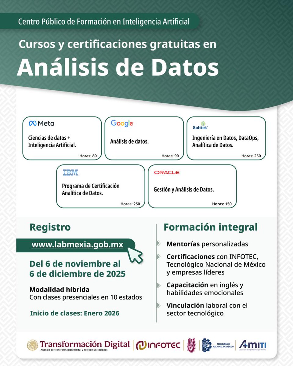 TecNMTlaxiaco's tweet image. ¿𝗤𝗨𝗜𝗘𝗥𝗘𝗦 𝗜𝗠𝗣𝗨𝗟𝗦𝗔𝗥 𝗧𝗨 𝗖𝗔𝗥𝗥𝗘𝗥𝗔 𝗘𝗡 𝗧𝗘𝗖𝗡𝗢𝗟𝗢𝗚Í𝗔?

Podrás aprender sobre:
▪️𝑰𝒏𝒕𝒆𝒍𝒊𝒈𝒆𝒏𝒄𝒊𝒂 𝑨𝒓𝒕𝒊𝒇𝒊𝒄𝒊𝒂𝒍
▪️𝑨𝒏𝒂́𝒍𝒊𝒔𝒊𝒔 𝒅𝒆 𝒅𝒂𝒕𝒐𝒔
▪️𝑪𝒊𝒃𝒆𝒓𝒔𝒆𝒈𝒖𝒓𝒊𝒅𝒂𝒅
▪️𝑵𝒖𝒃𝒆
▪️𝑱𝒂𝒗𝒂