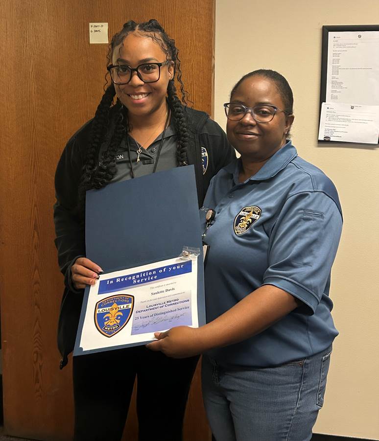 Congratulations to Saulette for reaching an incredible milestone of 25 years with us. Your dedication and commitment inspire everyone around you, and we are grateful for all you do every day.

#CorrectionsCares #WeAreLMDC #CorrectionalCareers
