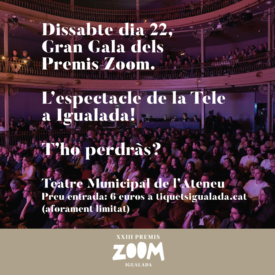 🎬Gala de cloenda i lliurament dels XXIII Premis Zoom 

Durant la gala es donaran a conèixer els guanyadors i es lliuraran els Premis d'Honor. 

📅 22 de novembre I 21h
📍Teatre Municipal Ateneu d'Igualada