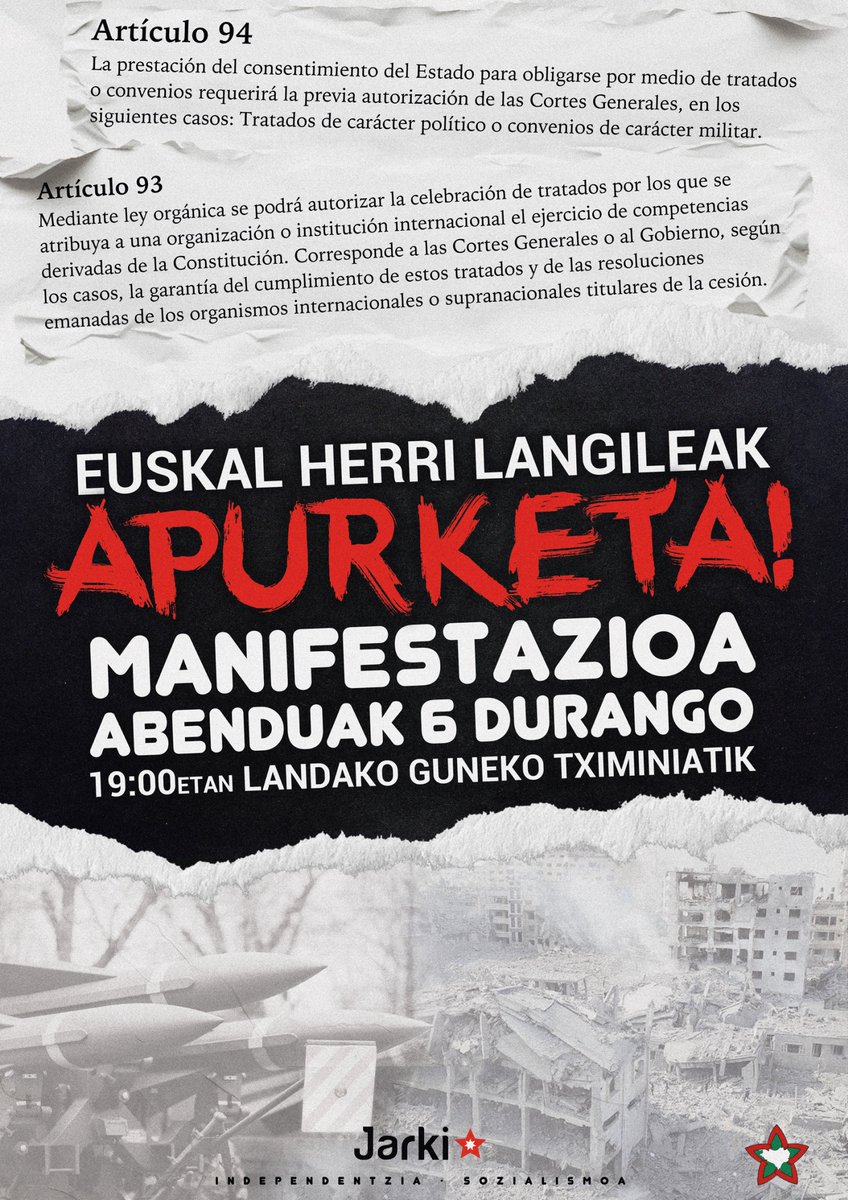 JardunK's tweet photo. EUSKAL HERRI LANGILEAK APURKETA!

Abenduaren 6an denok Durangora! https://t.co/cgfoTzzqcq
