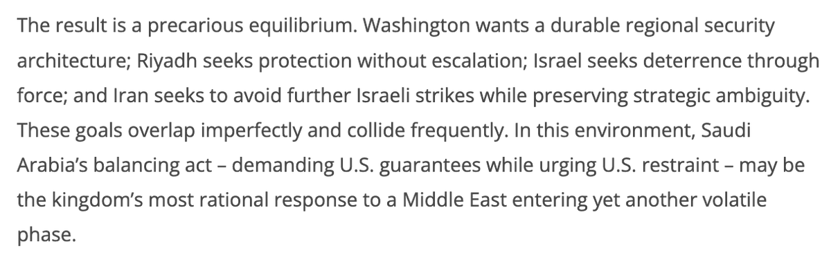 Alfoneh's tweet image. Yours truly: &quot;Iran Looms Over Saudi Visit to Washington&quot; @GulfStatesInst Blog Post November 18, 2025. shorturl.at/bymUa