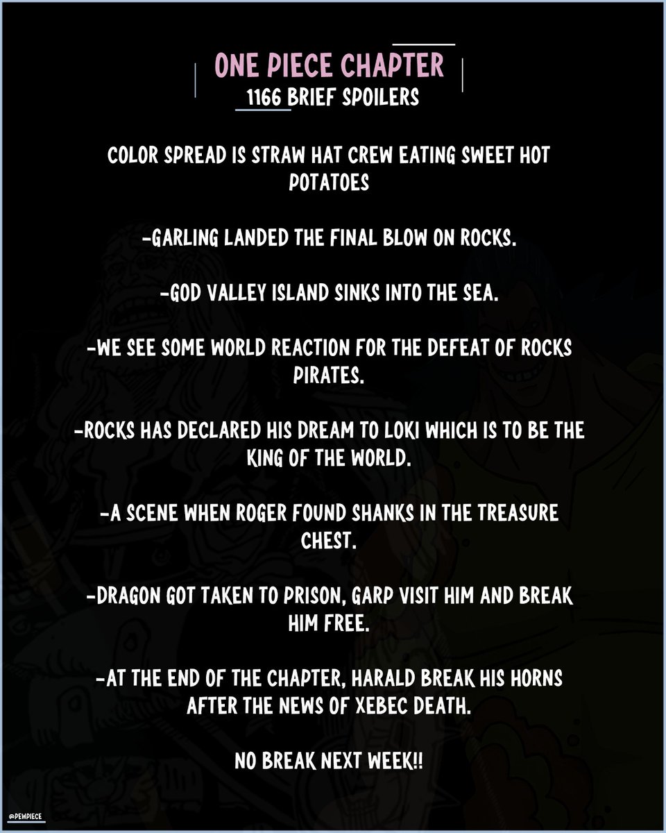 pewpiece's tweet image. #ONEPIECE1166 

Brief spoilers for onepiece chapter 1166 by me