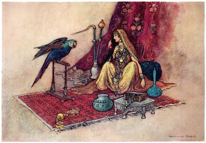 #FairyTaleTuesday #FairyTaleFlash 

“Tell me beloved parrot how beautiful I Iook!” The parrot looked at her then retorted, “Beautiful!  You look like a poor serving girl. What princess would ever wear a single ruby in their hair? 

 buff.ly/wcjbrt6