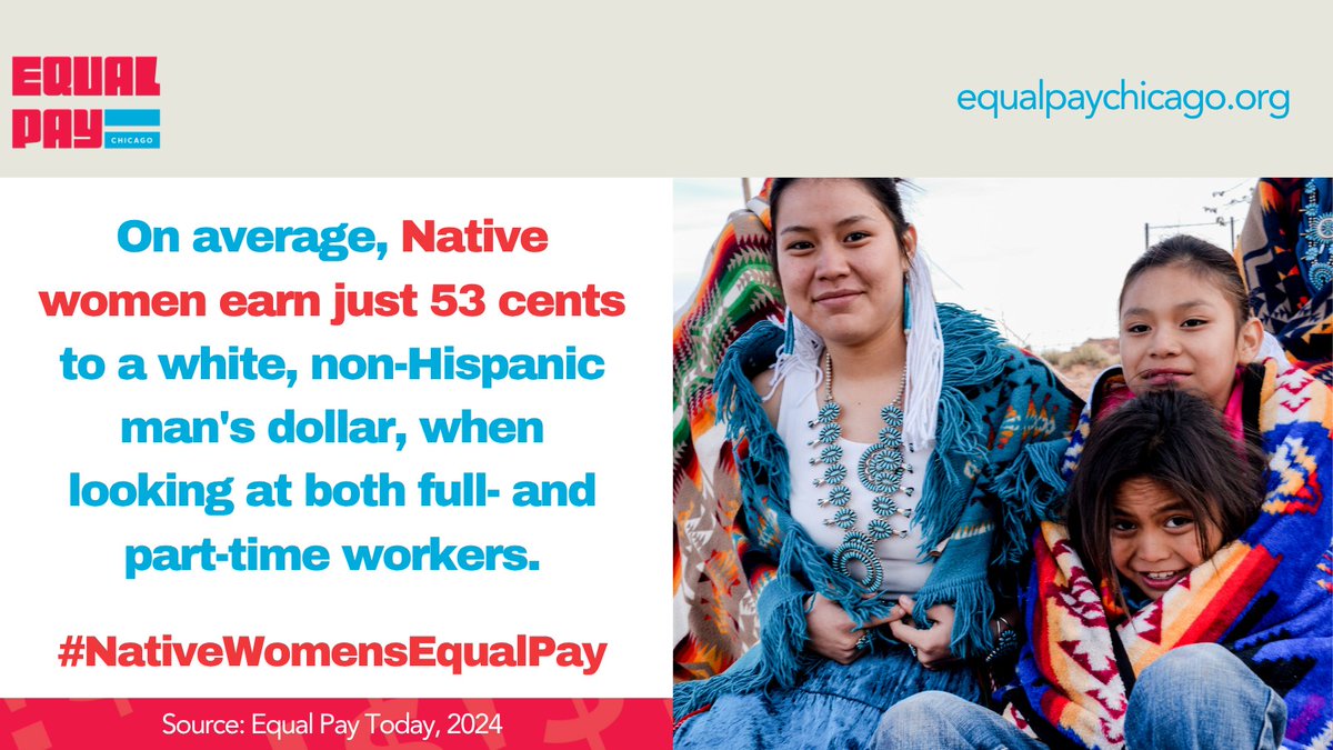 Today we're spotlighting a critical #WageGap in our workforce: Native women earn 53¢ for every $1 paid to men. For some Tribal nations, the pay disparities are worse underscoring the deep inequity in our economy. Join us @1pm CT for a #NativeWomensEqualPayDay social media storm!