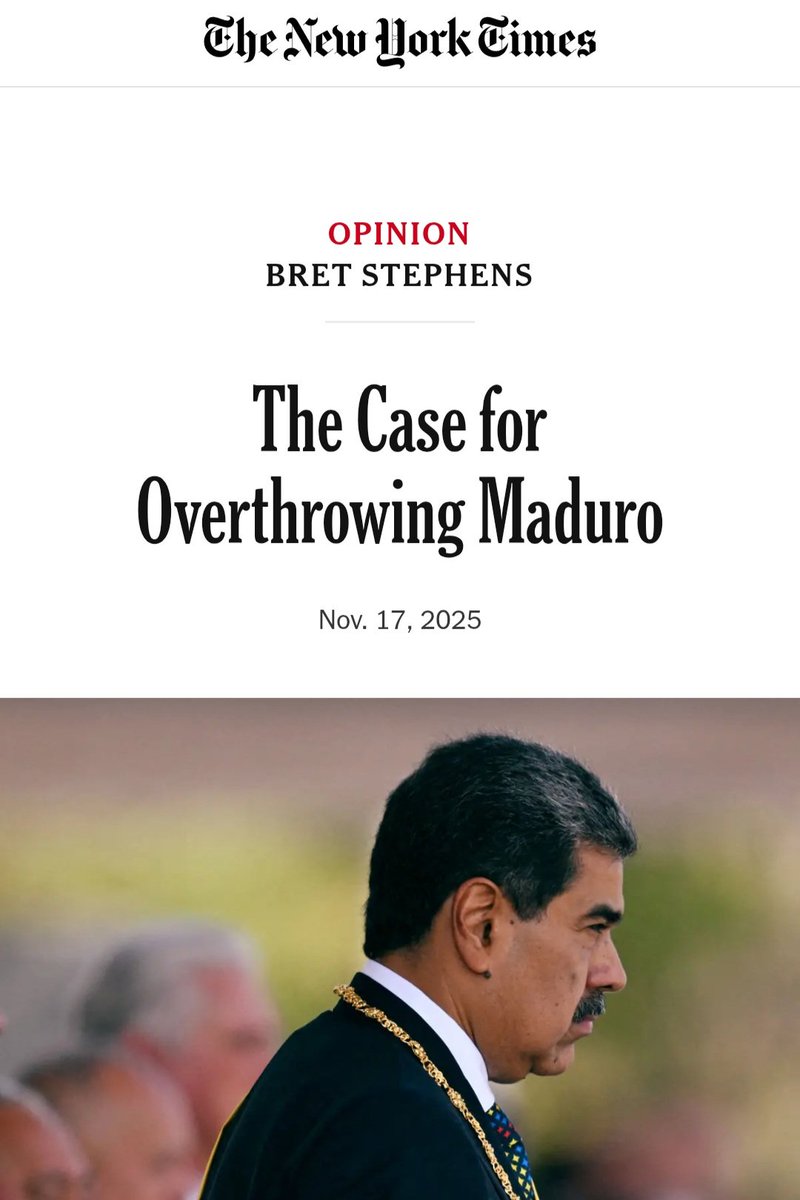BenjaminNorton's tweet image. Neoconservative New York Times columnist Bret Stephens has been wrong about pretty much everything his entire career.

He obediently regurgitated CIA lies to justify every US war of aggression, against Iraq, Libya, Syria, and Iran.

Now he is calling for overthrowing Venezuela&apos;s…