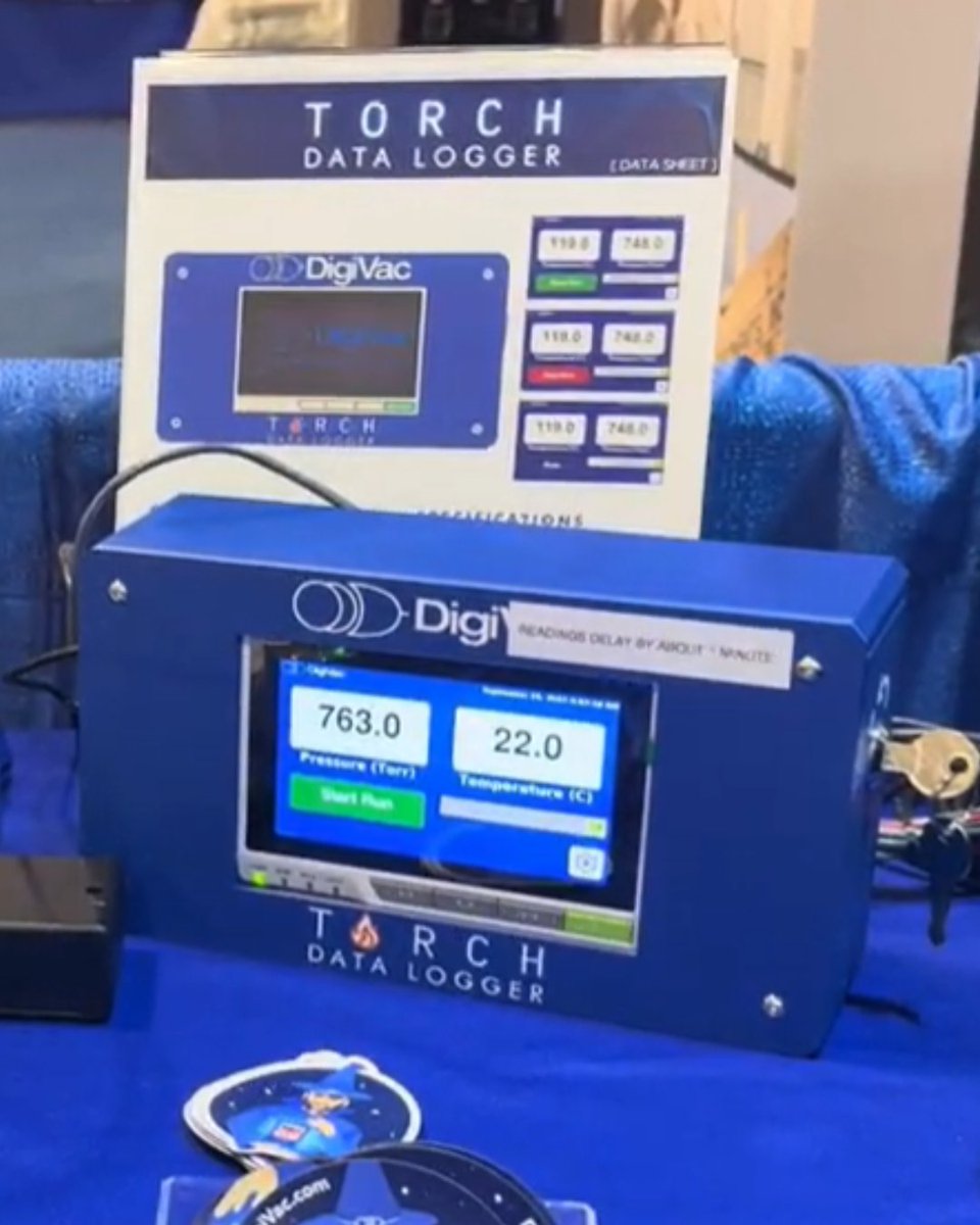 DigiVac_'s tweet image. Log both vacuum and temperature with one device: the Torch Data Logger is compatible with DIGIVAC’s SNAP and Fyra controllers. Secure, touchscreen-driven, USB-ready. #VacuumTech #DataLogging #DigiVac