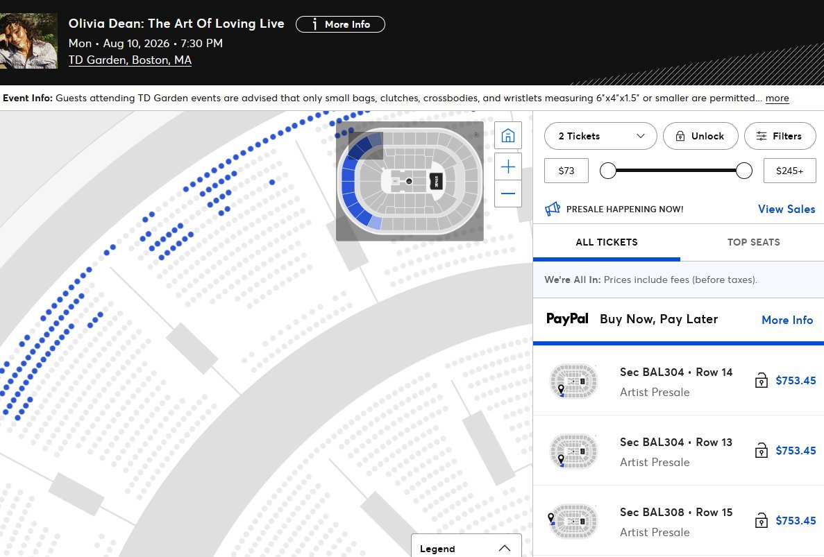 TheTicketTruth's tweet image. In what world is this good for anyone?  #ticketmaster #oliviadean #pricesholyshit